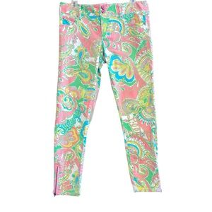 Lilly Pulitzer Worth Skinny Mini Zip Jeans Paisley Circus Monkey Print Size 6